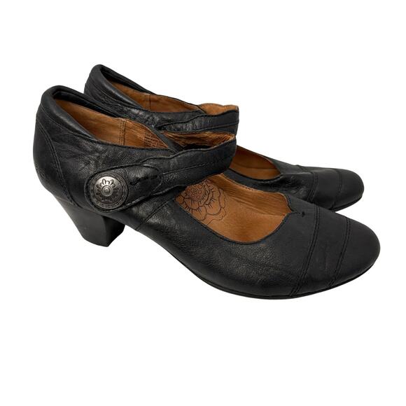 Taos Shoes Womens Size 9 Black Leather Angel Mary Jane Heel Adjustable Strap - Picture 1 of 11